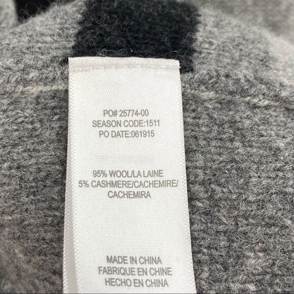 Splendid striped wool cashmere open boho cape pinch cardigan sweater gray black - Picture 9 of 9